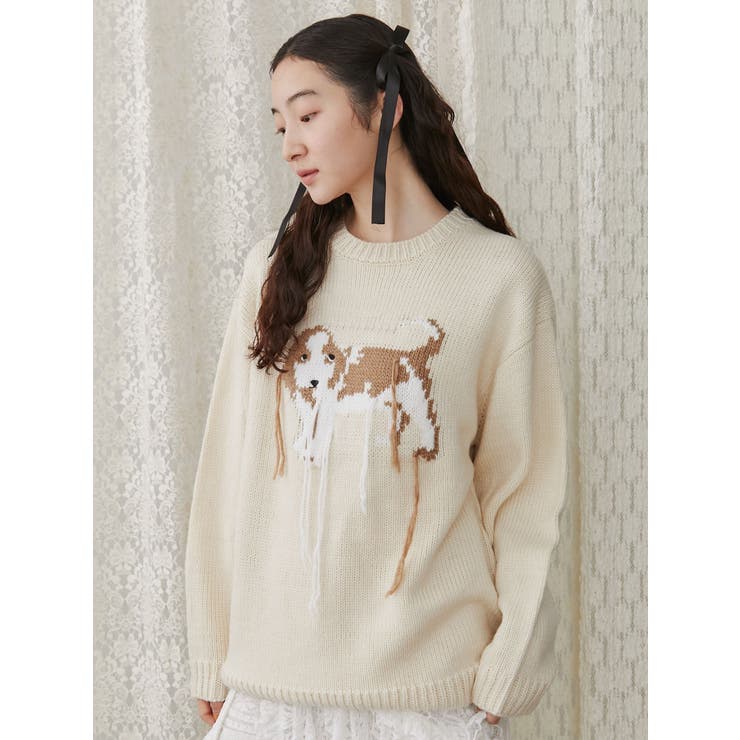 vintage like dogニット[品番：MKSW0060148]｜merry jenny
