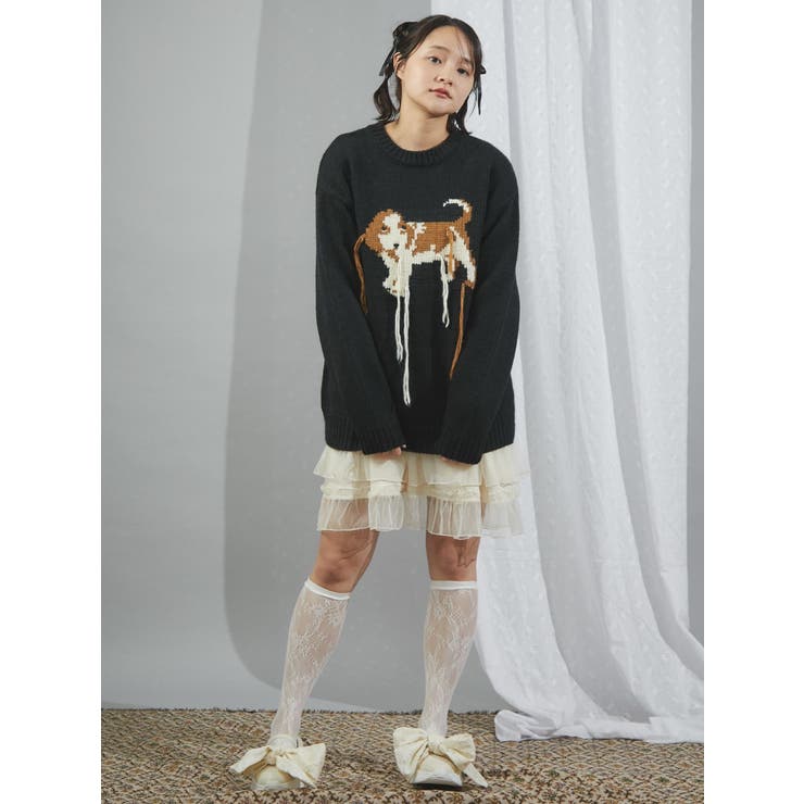 vintage like dogニット[品番：MKSW0060148]｜merry jenny