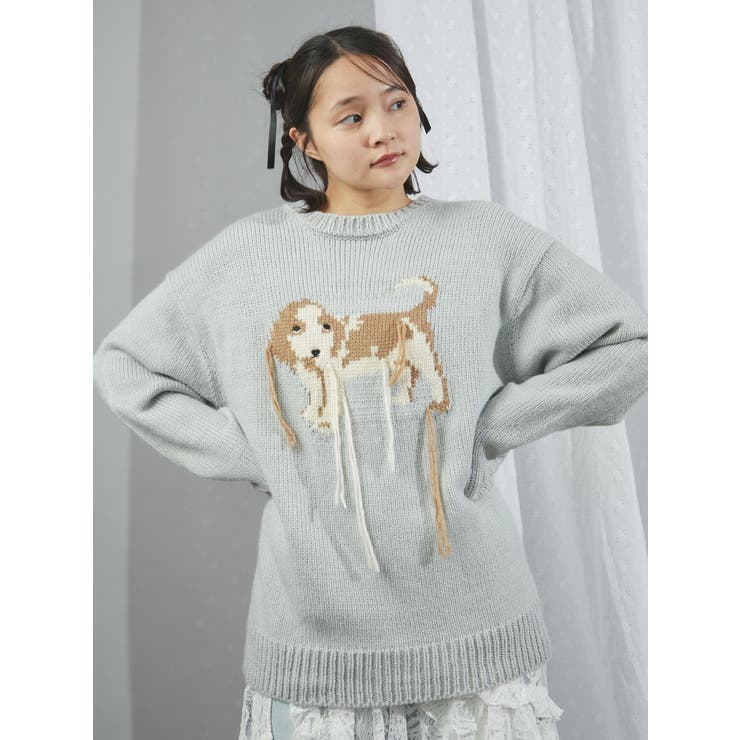 vintage like dogニット[品番：MKSW0060148]｜merry jenny