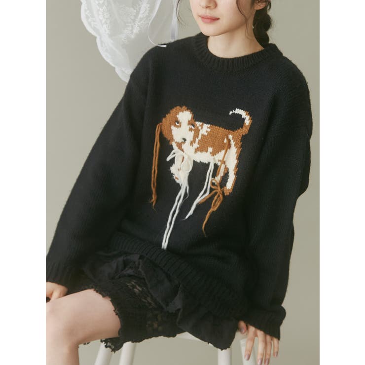 It-Dogsニット未使用に近い セール】2025AW新柄 Cat ＆ Dog Jacquard Knit Pullover/猫＆犬