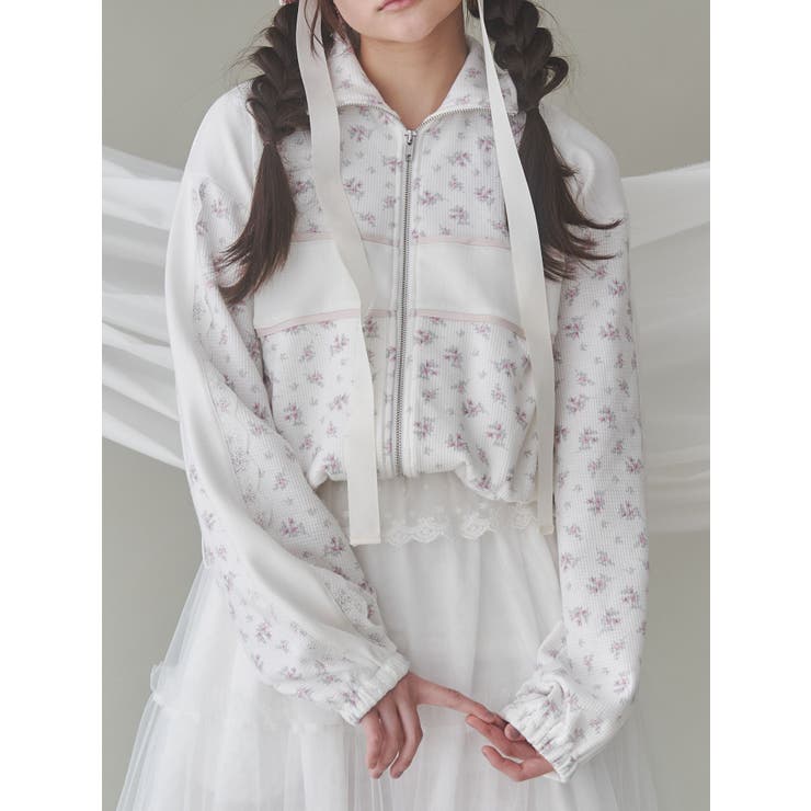 floralショートトラックジャケット[品番：MKSW0062125]｜merry jenny