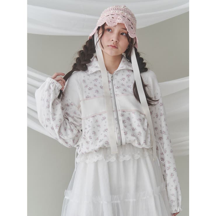 floralショートトラックジャケット[品番：MKSW0062125]｜merry jenny
