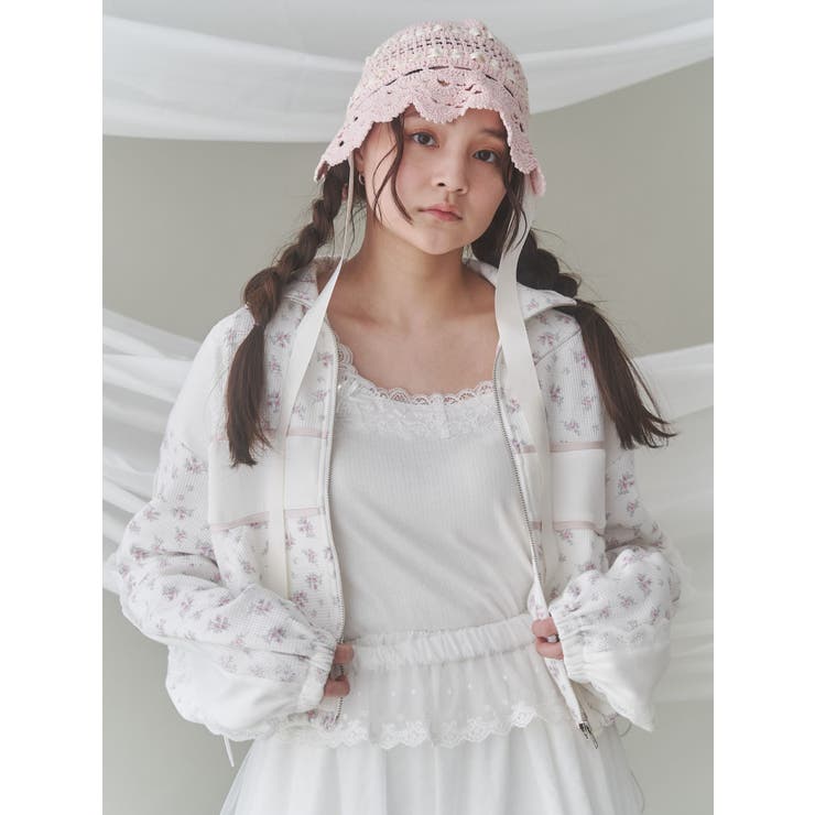 floralショートトラックジャケット[品番：MKSW0062125]｜merry jenny
