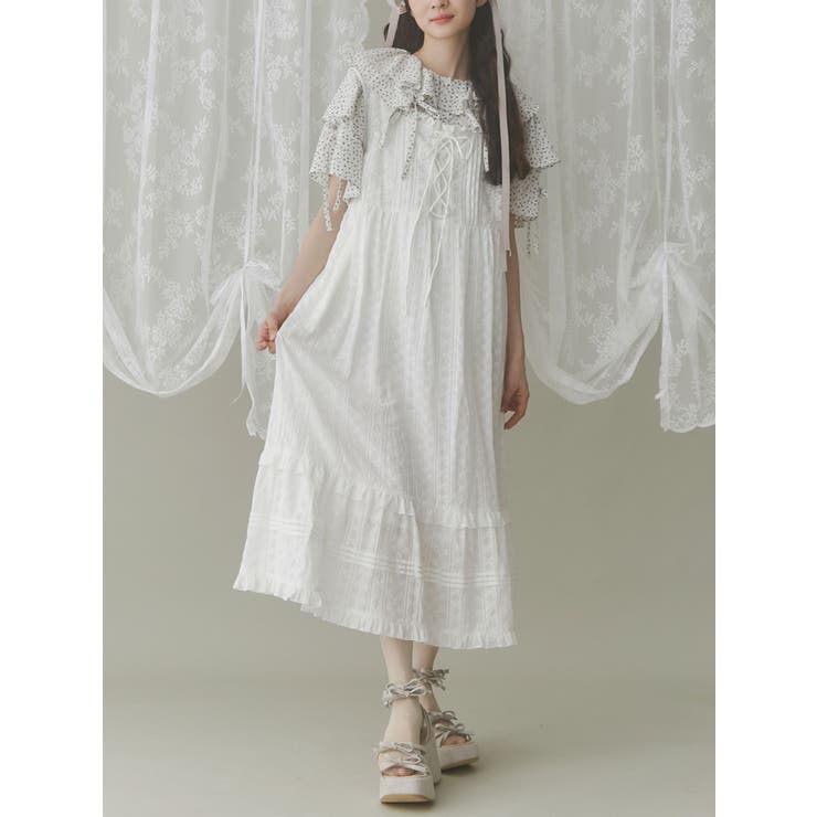 ribbonレースワンピース[品番：MKSW0061868]｜merry jenny