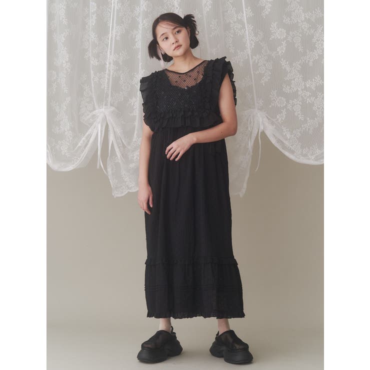 ribbonレースワンピース[品番：MKSW0061868]｜merry jenny