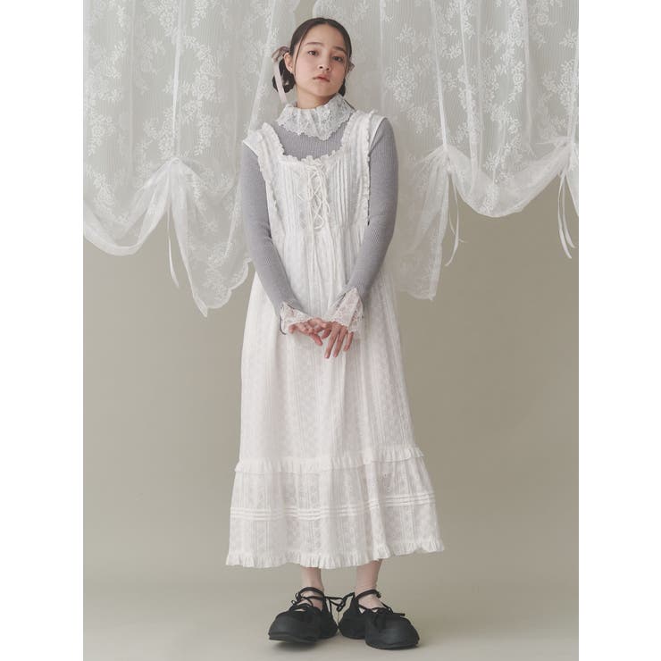 merry jenny】ストライプレースワンピース ストライプレースワンピース