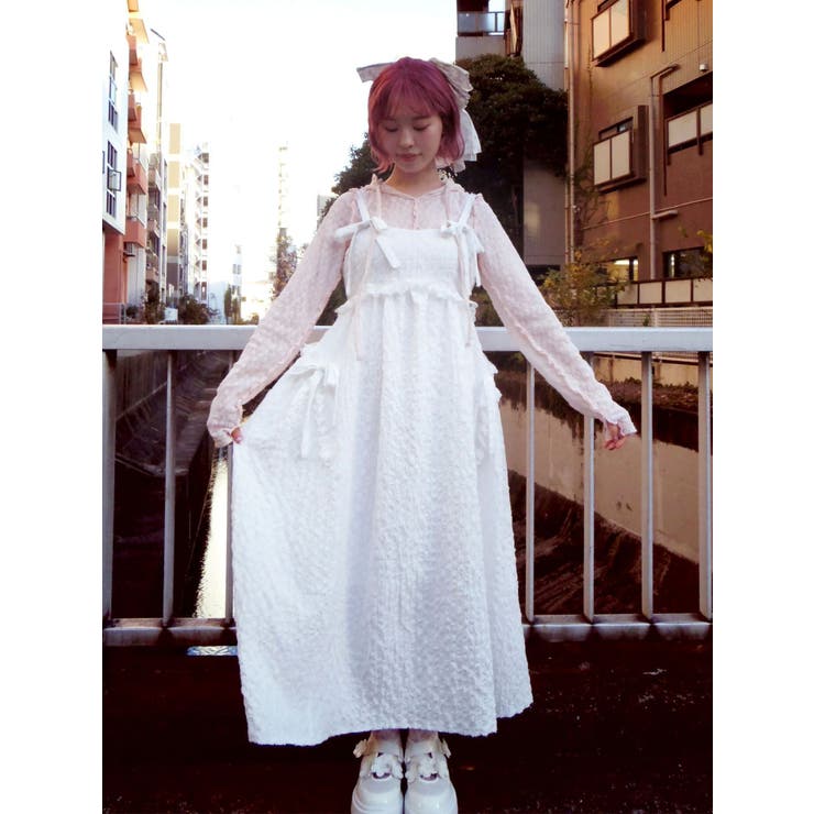 pokopoko ribbon race dress[品番：MKSW0064665]｜merry jenny