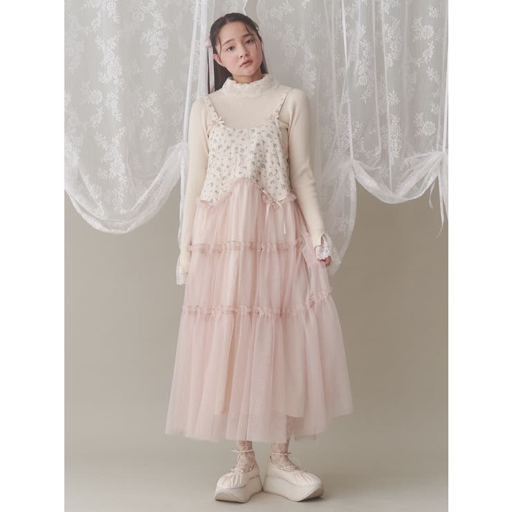 petit flowerチュールキャミワンピース merry jenny merry jenny（メリージェニー） ワンピース petit flowerチュール