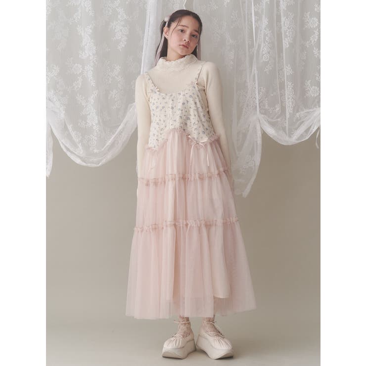 petit flowerチュールキャミワンピース[品番：MKSW0061872