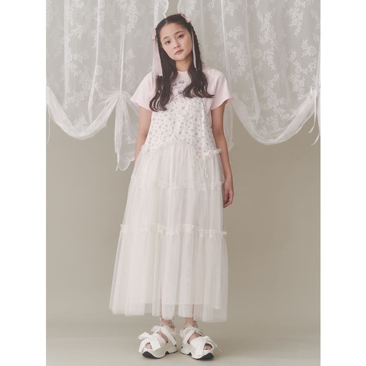 petit flowerチュールキャミワンピース[品番：MKSW0061872]｜merry
