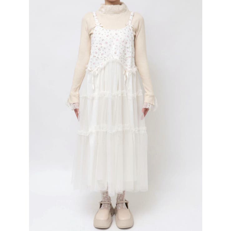★ petit flowerパフワンピース　新品　ホワイト merry jenny ワンピース petit flowerパフワンピース : ZOZOTOWN