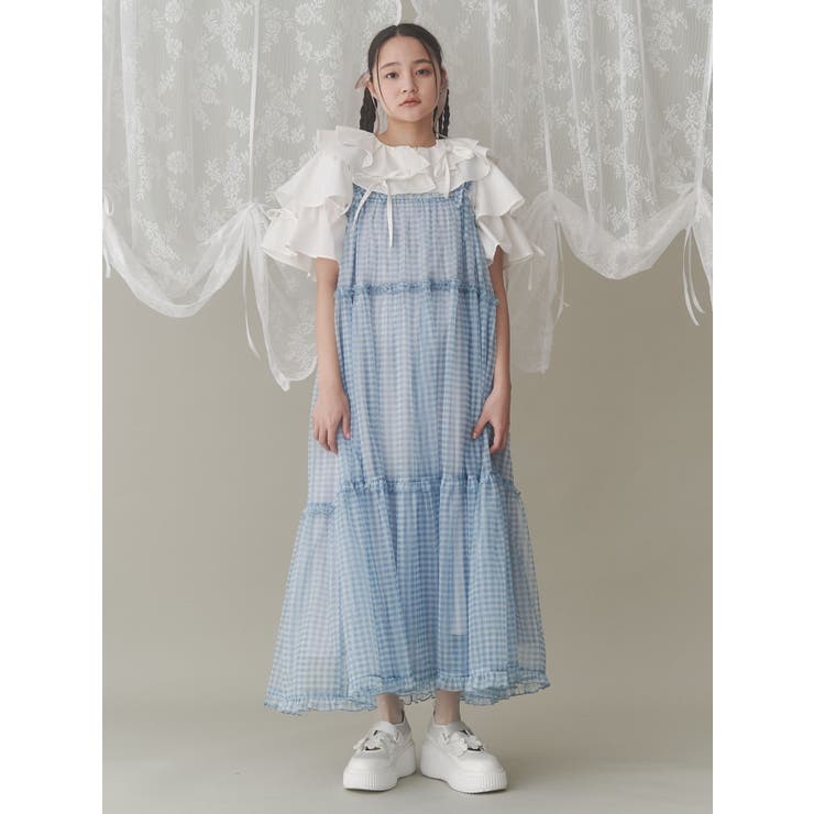 新品タグ付メリージェニーmerry jennyギンガムシアーティアードワンピース ギンガムシアーティアードワンピース[品番：MKSW0062575]｜merry