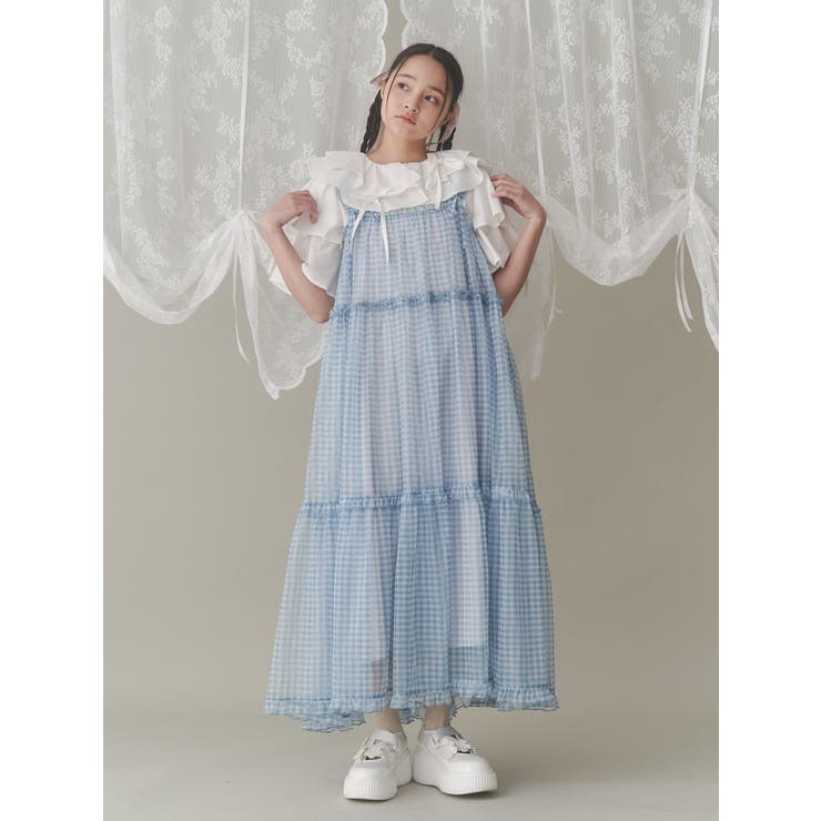 ギンガムシアーティアードワンピース[品番：MKSW0062575]｜merry jenny