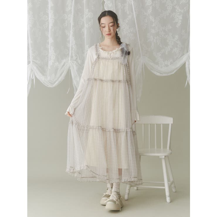 新品タグ付メリージェニーmerry jennyギンガムシアーティアードワンピース ギンガムシアーティアードワンピース[品番：MKSW0062575]｜merry