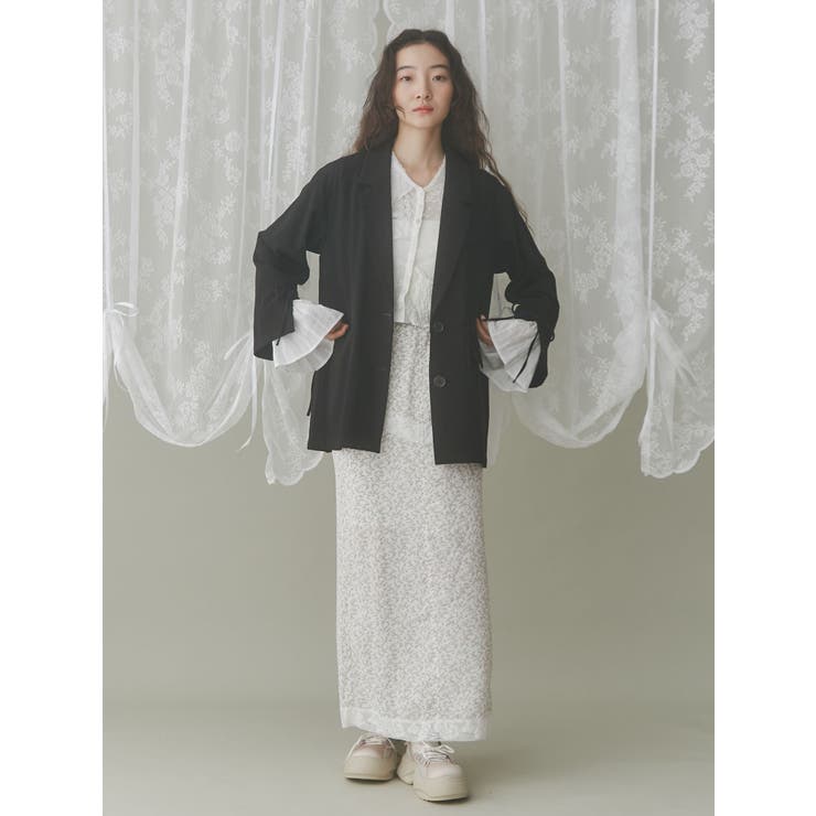 girlhoodレースコンビスカート　ブラック girlhoodレースコンビスカート[品番：MKSW0061883]｜merry jenny