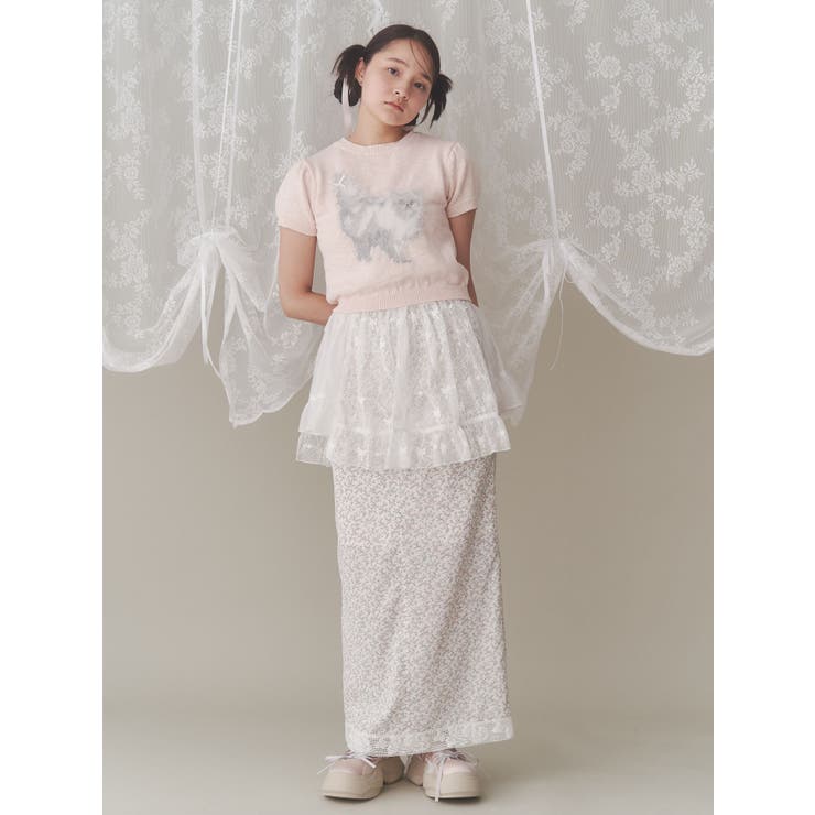 girlhoodレースコンビスカート[品番：MKSW0061883]｜merry jenny