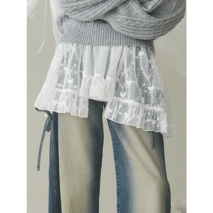 sheer lacy frill apron[品番：MKSW0061886]｜merry jenny