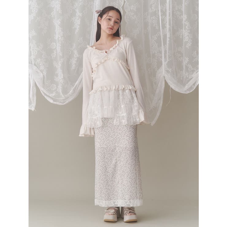 sheer lacy frill apron[品番：MKSW0061886]｜merry jenny