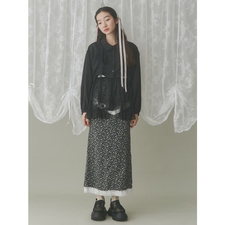 sheer lacy frill apron[品番：MKSW0061886]｜merry jenny（メリージェ