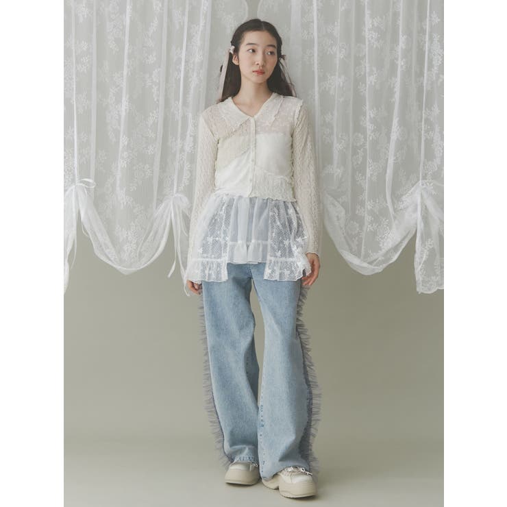 sheer lacy frill apron[品番：MKSW0061886]｜merry jenny