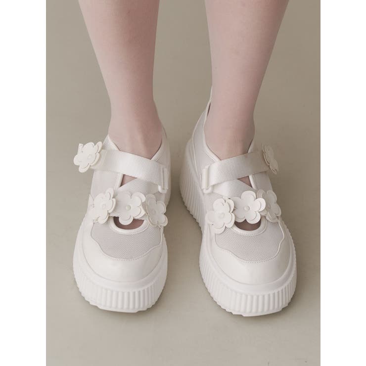 flowerメッシュスニーカー[品番：MKSW0061890]｜merry jenny