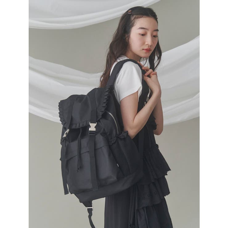 merry jenny フリルリュックフリルバックパック merry jenny フリルバックパック（ブラック） -ファッション通販