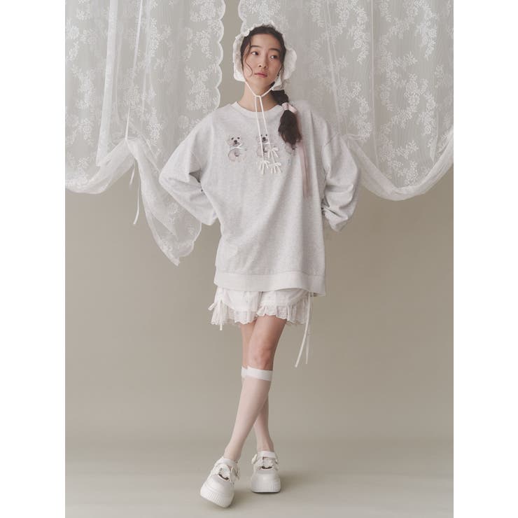 ribbon puppies スウェット[品番：MKSW0062577]｜merry jenny