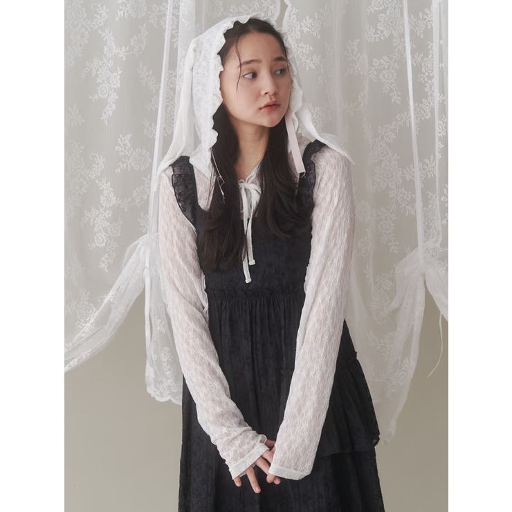 rabbitレースフードトップス[品番：MKSW0061895]｜merry jenny