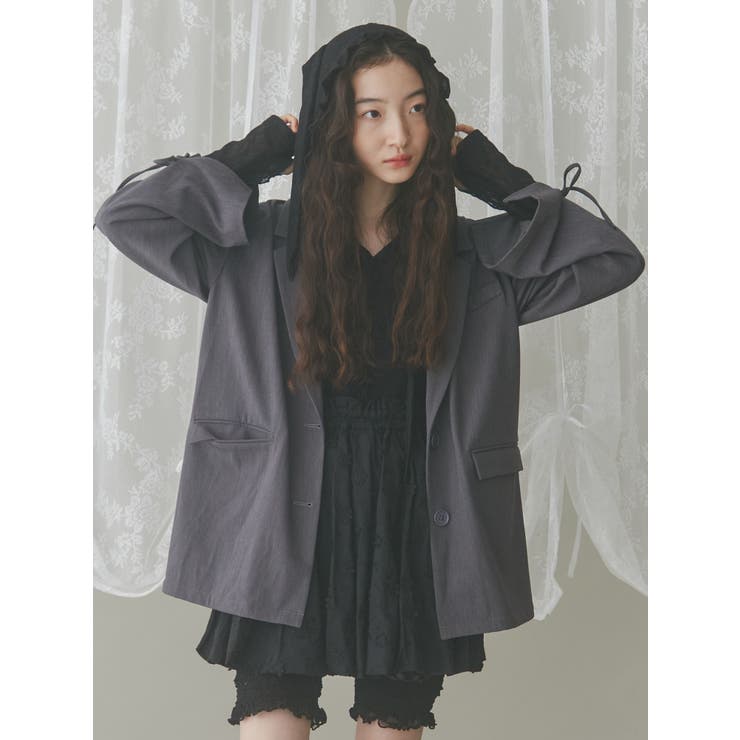 rabbitレースフードトップス[品番：MKSW0061895]｜merry jenny