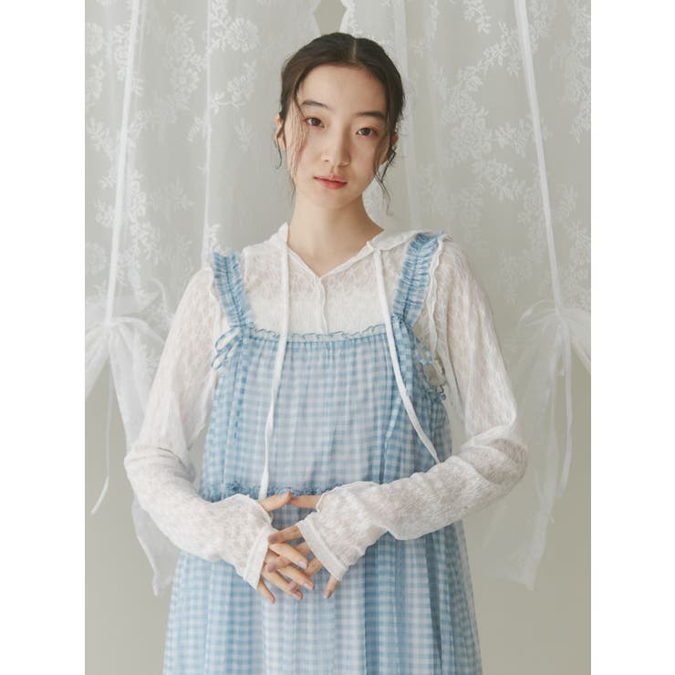 rabbitレースフードトップス[品番：MKSW0061895]｜merry jenny