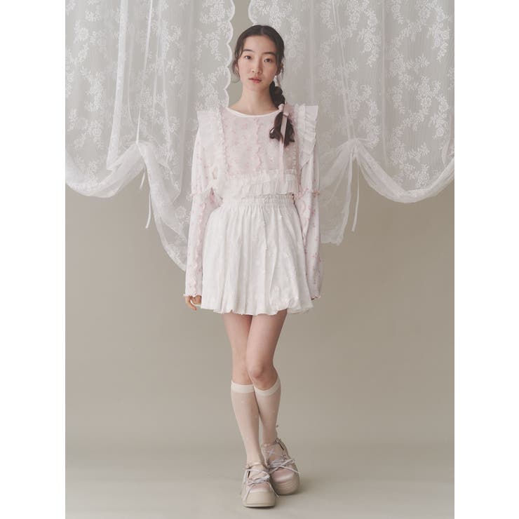 flowerパフスリーブtops[品番：MKSW0062586]｜merry jenny（メリージェ