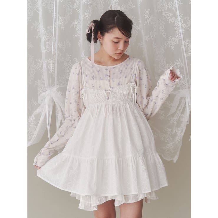 flowerパフスリーブtops[品番：MKSW0062586]｜merry jenny