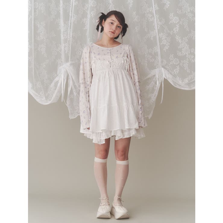 flowerパフスリーブtops[品番：MKSW0062586]｜merry jenny