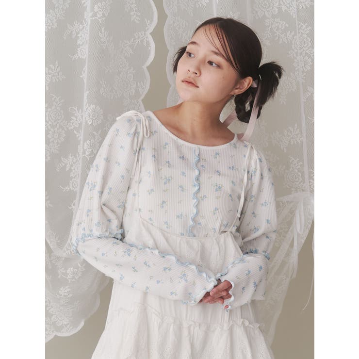 merry jenny flowerパフスリーブtops