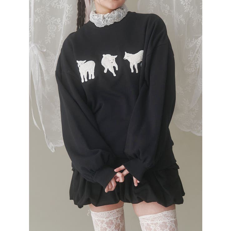 モコモコひつじスウェット[品番：MKSW0061686]｜merry jenny