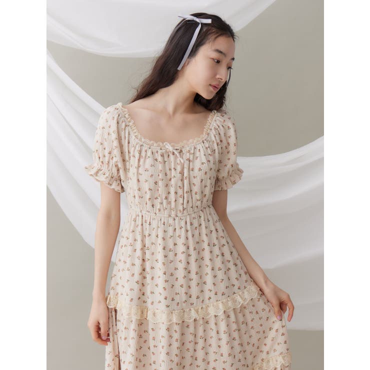 petit flowerパフワンピース[品番：MKSW0062990]｜merry jenny