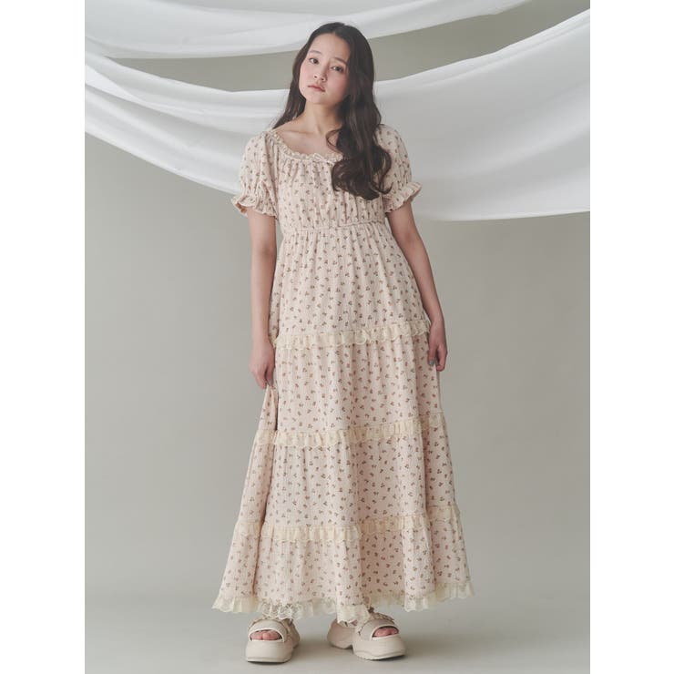 petit flowerパフワンピース[品番：MKSW0062990]｜merry jenny