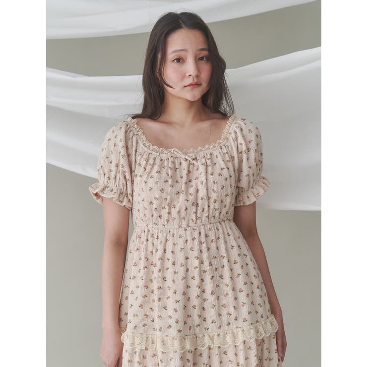 petit flowerパフワンピース[品番：MKSW0062990]｜merry jenny
