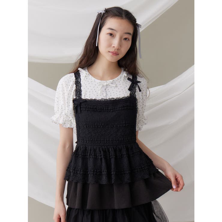 数々の賞を受賞 リボンレースペプラムビスチェ[品番：MKSW0063412]｜merry jenny トップス
