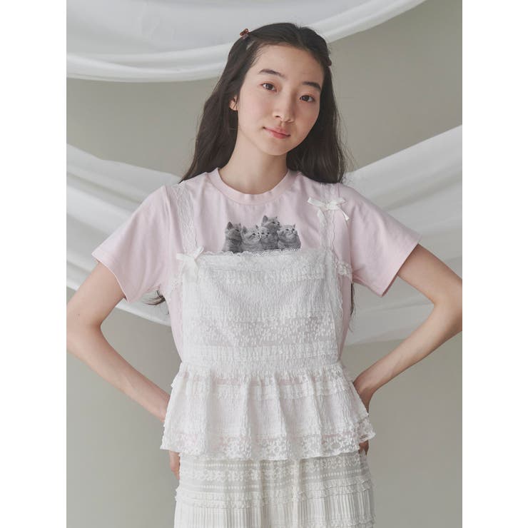 充実の品 リボンレースペプラムビスチェ[品番：MKSW0063412]｜merry jenny トップス