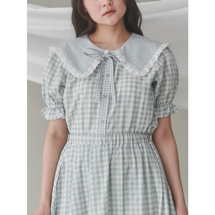 merry jenny 限定シアードロストショートブラウス ギンガムチェック merry jenny 限定シアードロストショートブラウス ギンガムチェック