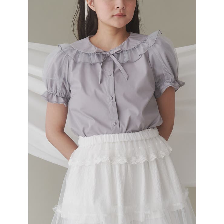 グレー | チュールパフブラウス | merry jenny