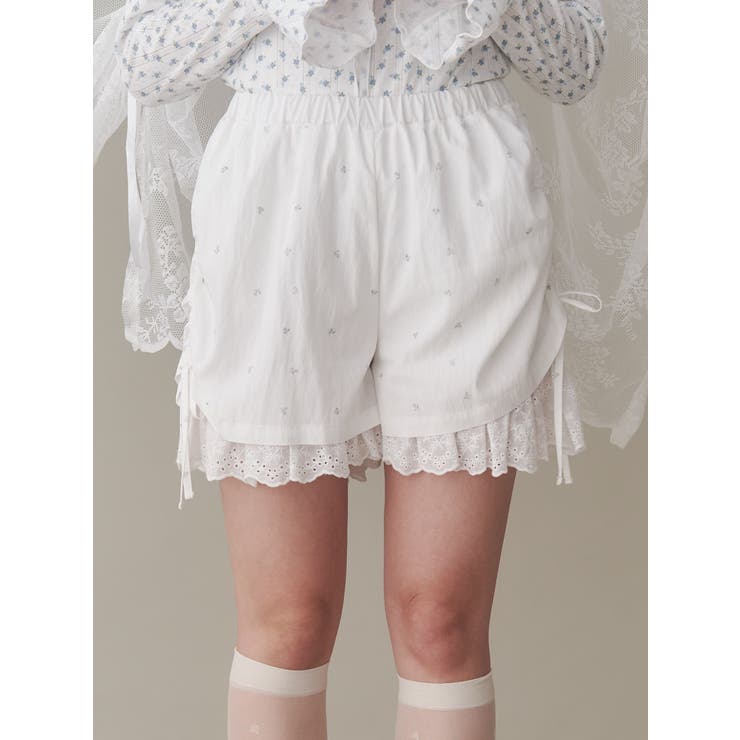 flowerレイヤードショートパンツ[品番：MKSW0061902]｜merry jenny