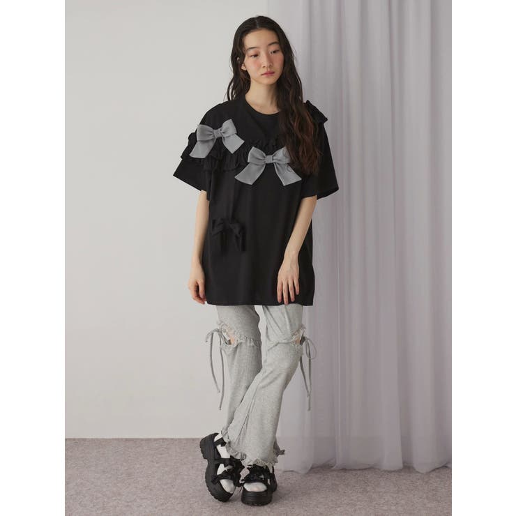 レースカットフリルリブパンツ[品番：MKSW0062993]｜merry jenny
