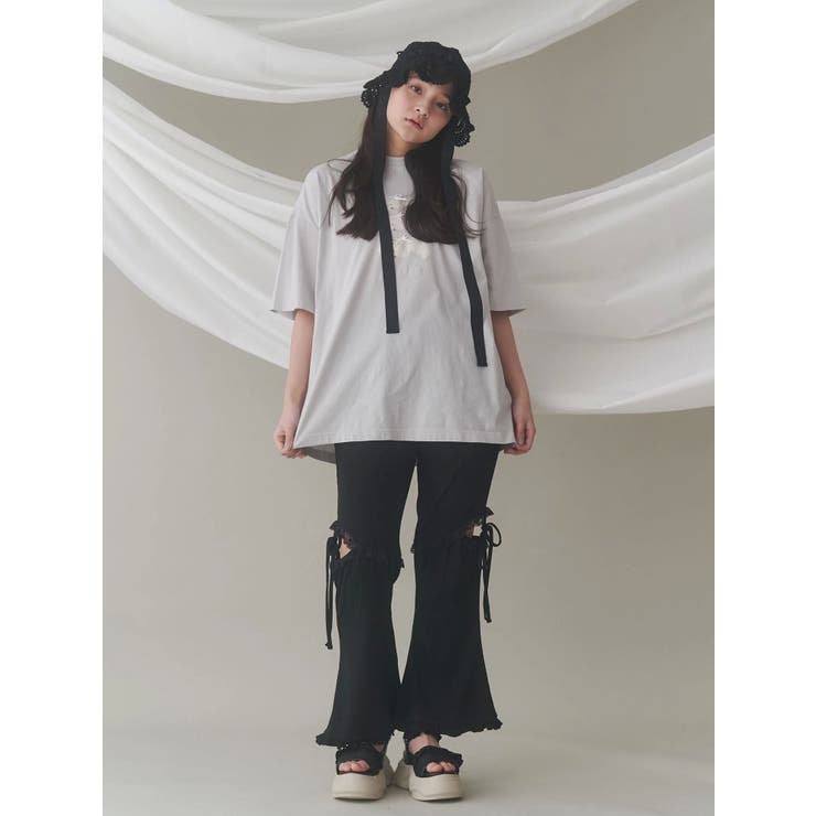 レースカットリブフリルパンツ レースカットフリルリブパンツ[品番：MKSW0062993]｜merry jenny
