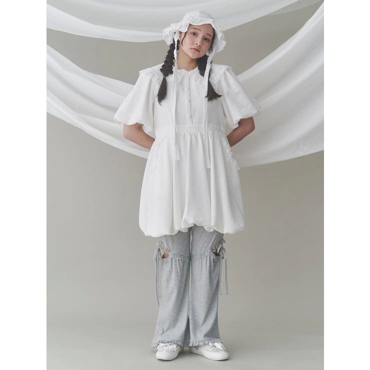 レースカットフリルリブパンツ[品番：MKSW0062993]｜merry jenny