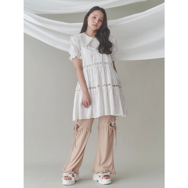 レースカットフリルリブパンツ[品番：MKSW0062993]｜merry jenny