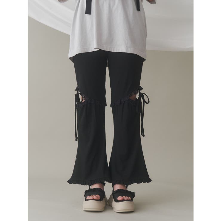 レースカットフリルリブパンツ[品番：MKSW0062993]｜merry jenny