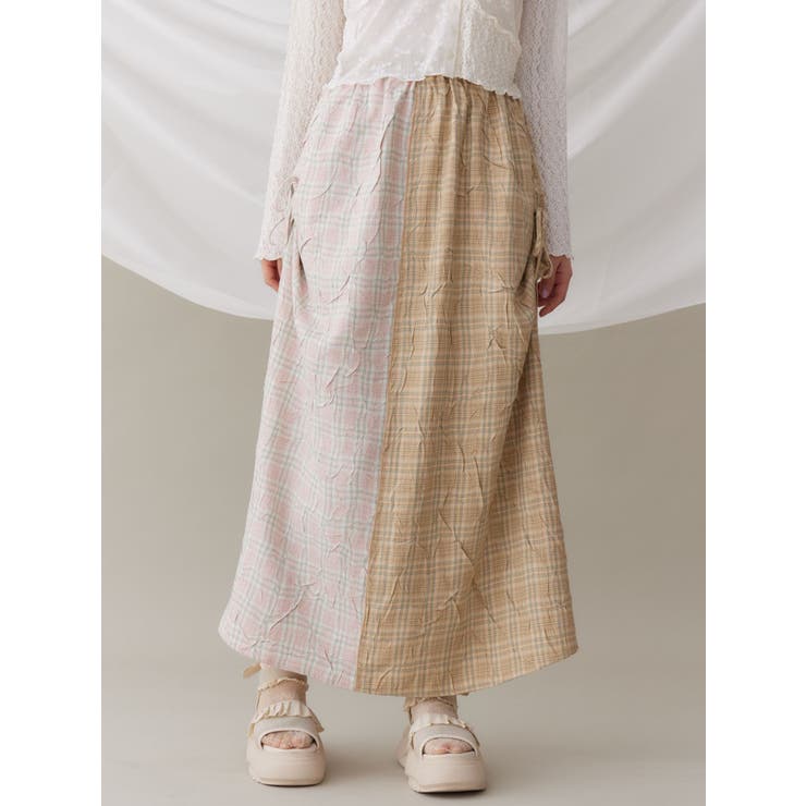 check×checkリボンギャザースカート | merry jenny | 詳細画像3 