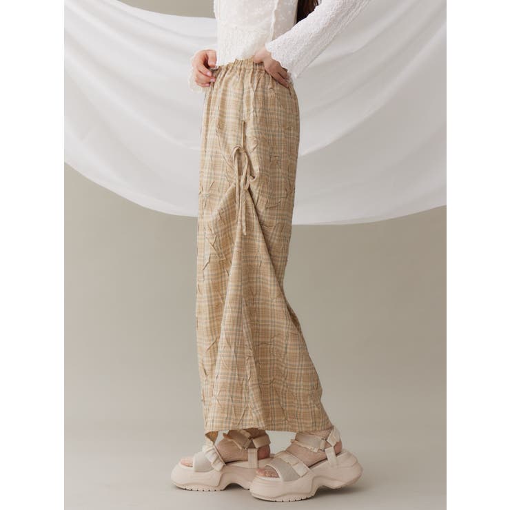 check×checkリボンギャザースカート | merry jenny | 詳細画像4 